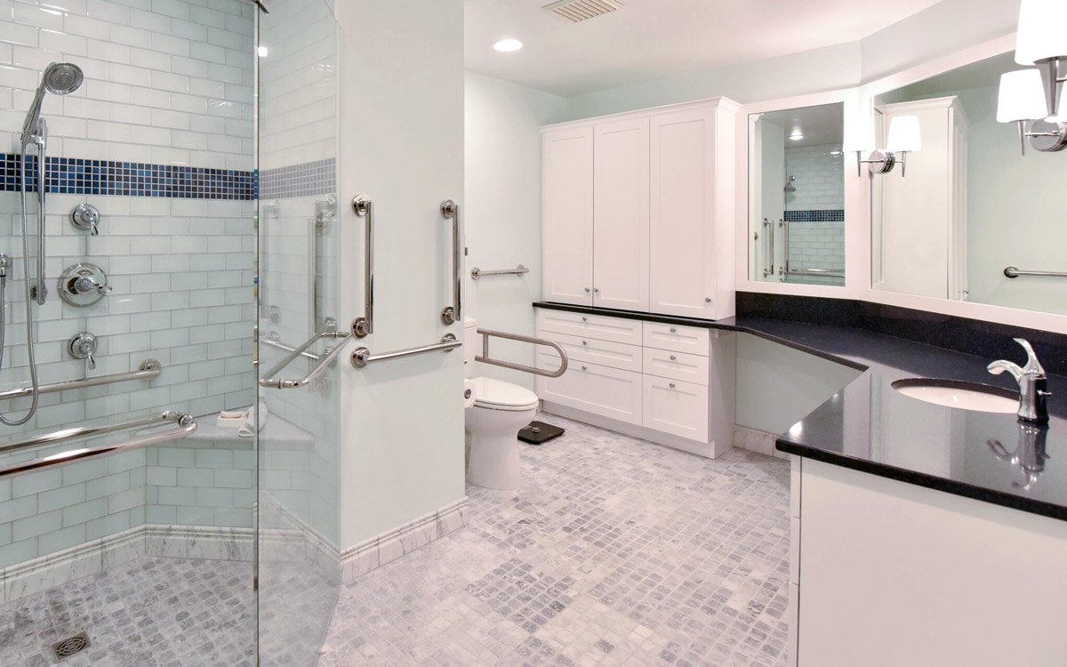 Accessible Home Design In Md D C Northern Va Handicap Bathroom Design Wheelchair Accessible Shower Plans Ada Bath Designs Glickman Design Build